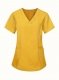Women Elastic Scrub Pants Set Breathable V Neck Short Sleeve Solid Color Polyester Spandex 1