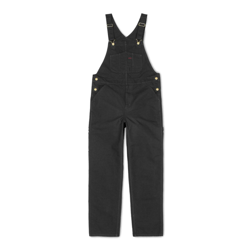 Mens Quilt Lined Zip to Thigh Bib Overalls Black